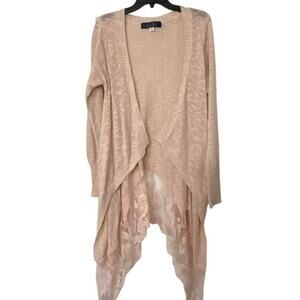 Blue Rain Blush Lace Waterfall Asymmetrical Cardigan M NWT Romantic Boho Fairy
